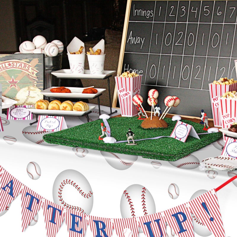 Lemicin 3 Pack Baseball Tablecloths 54 x 108 Inch Disposable Plastic Baseball Party Table Cover Rectangular Table Cloth for Kids Sports Birthday Party Games Decoration Dining Outdoor Picnics Supplies - Image 5